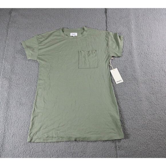 New Mate The Label Dress Xs Green Tencel Sleep Tee Dress Organic One Pocket - Picture 1 of 5